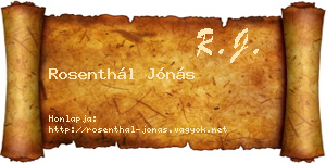 Rosenthál Jónás névjegykártya
